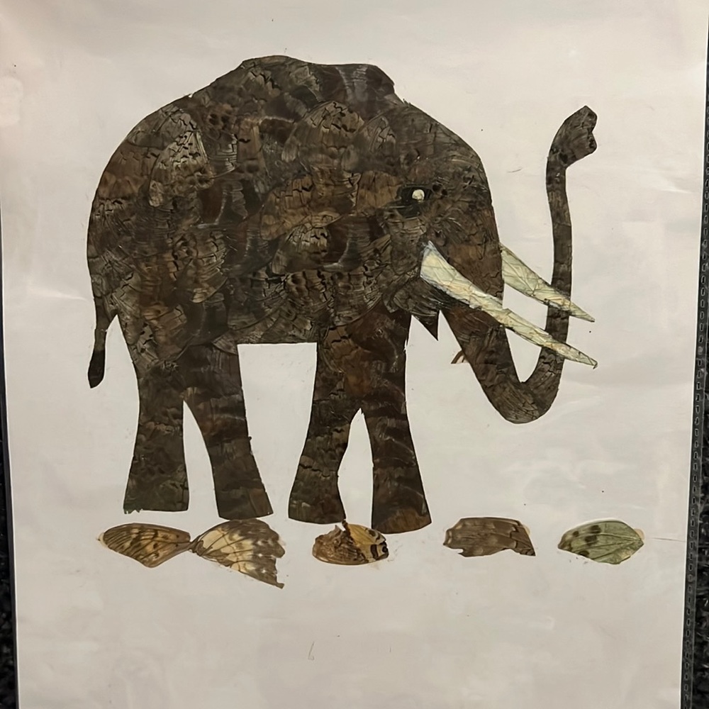 Butterfly African art handmade elephant portrait